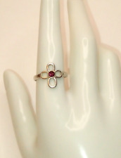 Sterling Silver 925 Cross Ring with Purple Glass Stone ~ Size 7.75 ~ 2.3grams