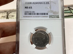 Albania 0.20 Lek NGC MS65-Scarce - Picture 1 of 3