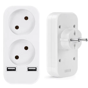 Plug adapter European style dual socket dual USB 5V 2A output free shipping - Picture 1 of 8