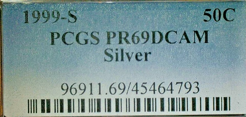 UNITED STATES 1999-S PCGS PR69DCAM JFK SILVER HALF DOLLAR-KM#202b PRICE REDUCED Cover