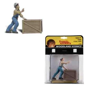 Woodland Scenics ~ New 2025 ~ G Scale People ~ Dock Worker w/Crate ~ A2523 - Picture 1 of 1