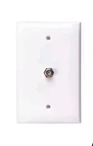 Leviton 40539-MW Midsize Video Wall Jack, F Connector, White - Afbeelding 1 van 4