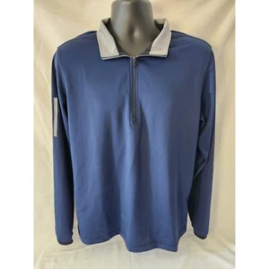 Adidas Golf 3-Stripe Pullover Collegiate Navy/Gray Golf Sweatshirt M - Picture 1 of 6