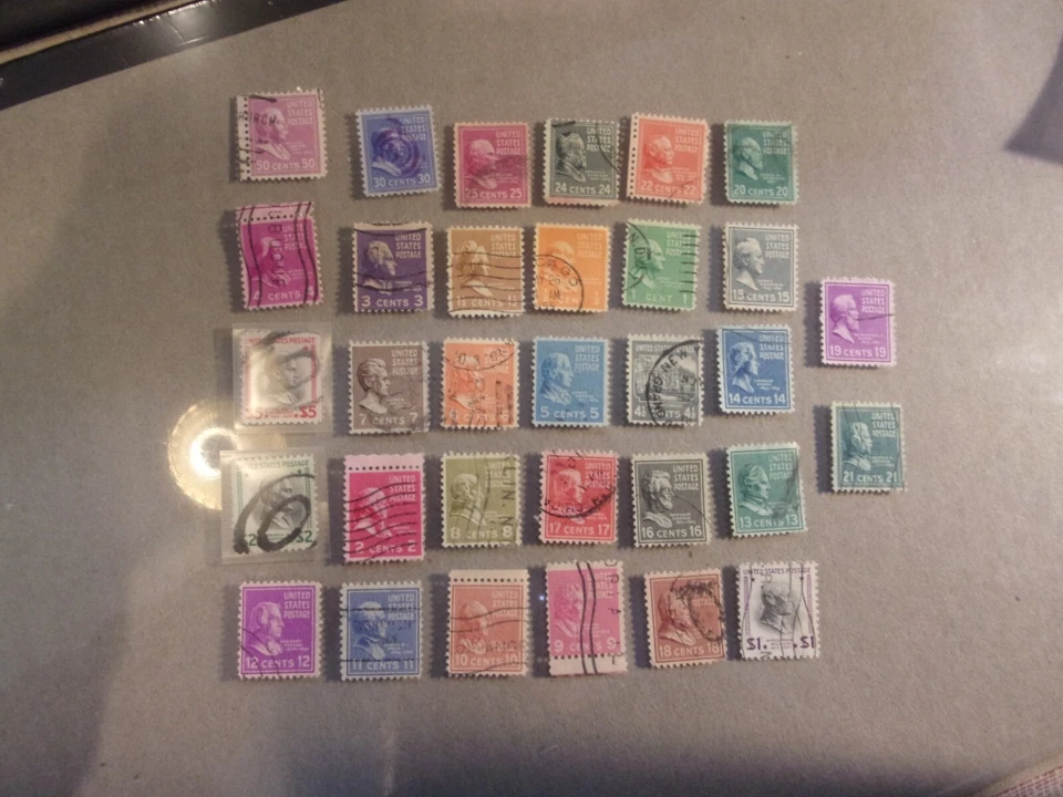 USA Used, 1938 Issue, 1/2 Cent-$5. Presidential Series, Scott #803-834. - Image 1 of 1