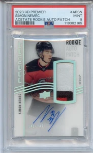 2023-24 UD Premier Simon Nemec RPA /249 Acetate Rookie Patch Auto PSA 9 Mint - Bild 1 von 2