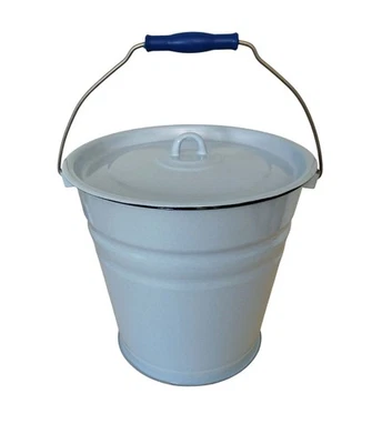 Eimer mit Deckel emailliert 12 L hellblau Emaille Milcheimer Putzeimer bin Konus - Bild 1 von 2