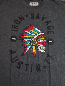 Rogue American Apparel Iron Savage Austin TX Men's XL T-shirt Skull & Headdress  - Picture 1 of 5