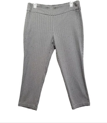 Cato Pants Womens 12P Petite Crop Pull On Stretch Herringbone Black Gray 32x23 - Image 1 of 4