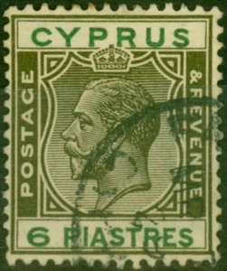Chipre 1924 6pi marrón oliva y verde SG112 fino usado - Imagen 1 de 1