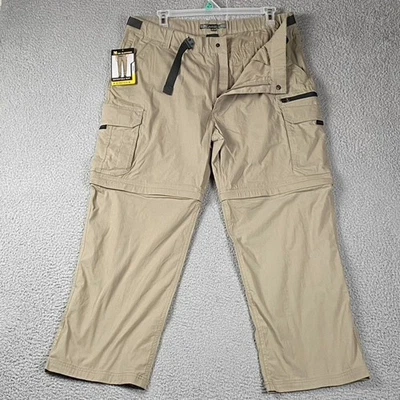 BC Clothing Convertible Cargo Pants Men's 2XL X 30 Tan Zip Off Hiking New - Image 1 of 4
