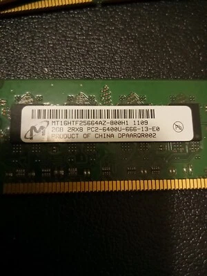 Micron 2GB 2Rx8 PC2-6400U DDR2 800MHz DIMM Memory RAM MT16HTF25664AZ-800H1 - Image 1 of 4