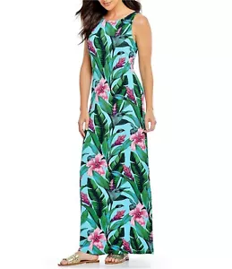 Nuevo con etiquetas Precio de venta sugerido por el fabricante $175 - Maxi Vestido TOMMY BAHAMA Tulum Blooms, Azul Radiante, Talla XS - Imagen 1 de 2