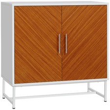 DecHome Mobiletto Basso Metallo Ripiano Regolabile 80x39x80 cm Bianco Marrone