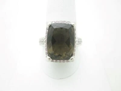 Anillo de cóctel de cuarzo ahumado Judith Ripka de plata esterlina rosa circonita cúbica talla 11 - A Foto 1 de 4