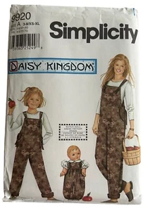 Simplicity Pattern 9920 Daisy kingdom Child 3-8 Misses XS-XL Overalls 18” Doll - Picture 1 of 3