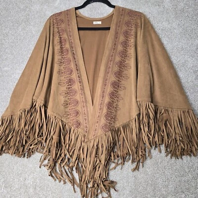 Chaqueta Poncho Hollister Vegana Gamuza Flecos Boho Western Para Mujer M/L De Gran Tamaño Foto 1 de 4
