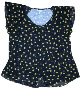 Cocomo Womens Large Black Gold Polka Dot Sheer Wrap Lined Flow Shirt Layers L - Picture 1 of 7