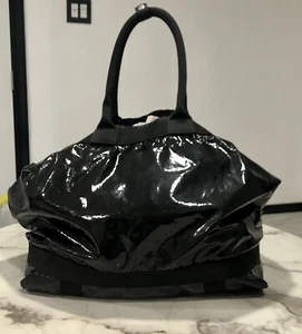 LeSportsac Deluxe Heavy Duty Extra Large Travel Bag Retired Black Patent Rare - Picture 1 of 22