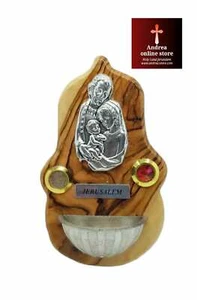 Holy water font hanging made from Authentic olive wood hand made in Holy land - Picture 1 of 5