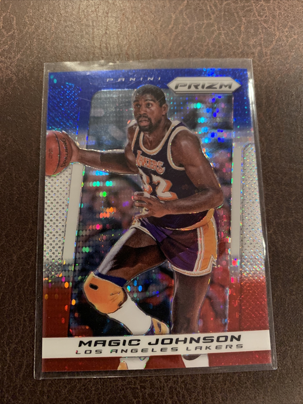 2013-14 PANINI PRIZM RED WHITE BLUE PULSAR MAGIC JOHNSON #76 SP LAKERS