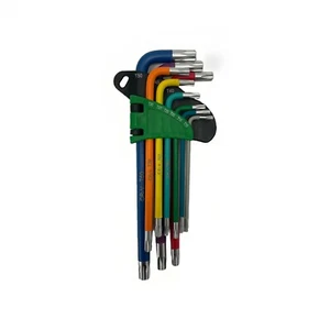 9-teiliges Inbusschlüssel-Set Torx metrisch Kugel Sternende Sechskant lang Klappschlüssel farbcodiert - Bild 1 von 2