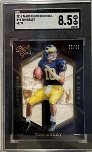 2016 Panini Black Gold College 96 Tom Brady 62/99 SGC 8,5 NM-MT - Foto 1 di 2