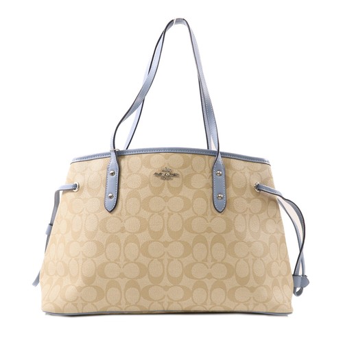 Borsa a tracolla Coach Shw M1722 F57842 tela rivestita beige azzurro