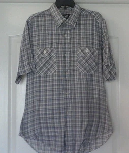 MENS LEVI'S BLUE WHITE AND RED PLAID COLLARED DRESS SHIRT - SIZE M - Picture 1 of 2