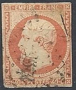 1853-60 FRANCIA USATO NAPOLEONE EMPIRE FRANC 40 CENT ARANCIO SU PAGLIA - FR452-6 - Picture 1 of 1