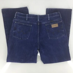 Jeans vintage reali 37X29 fondo svasato a campana Wrangler rari 8 cinture passanti made in USA - Foto 1 di 11