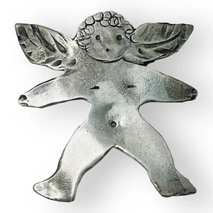Katharina Maziere Sterlingsilber Engel Cherub Brosche Anhänger 1,75" groß - Bild 1 von 11
