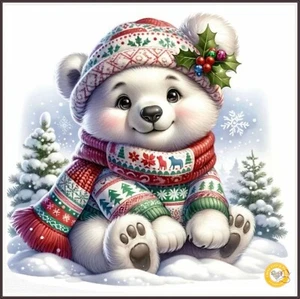 Oso polar de Navidad 1418 carta contada con punta de cruz - Imagen 1 de 5