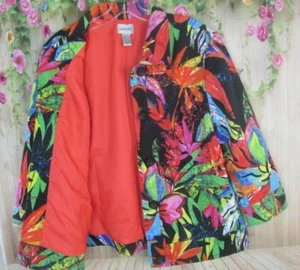 CHICO'S Damen Jacke - Blazer Baumwolle/Elasthan 3/4 Ärmel Mehrfarbig Gr. 2 - Bild 1 von 7