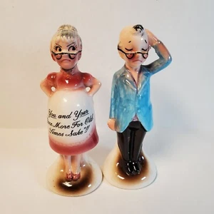 Vintage 1960s Comic Couple Salt & Pepper Shakers Enesco Japan - Picture 1 of 7