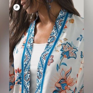 Chico's Women's Barrel Sleeve Boho Chic Floral Print Kimono Duster - Sz Small 4 - Picture 1 of 6