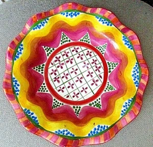 9.5 Inch Wide Southwest Pattern Bowl By California Pantry - Picture 1 of 4