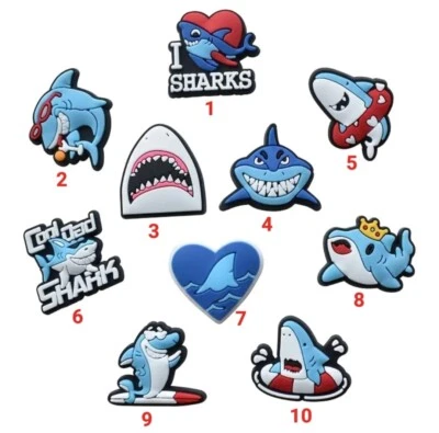 CUTE SHARK Croc Charms MIX MATCH DISCOUNT ON ALL OUR SHOP 10000+CHARMS+FREE P&P!