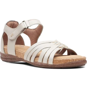 Clarks Women Roseville Cove Ankle Strap Sandals Size US 8M White Leather - Picture 1 of 6