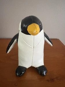 Zuny King Penguin Leather Black & White Bookend Paperweight - Picture 1 of 5