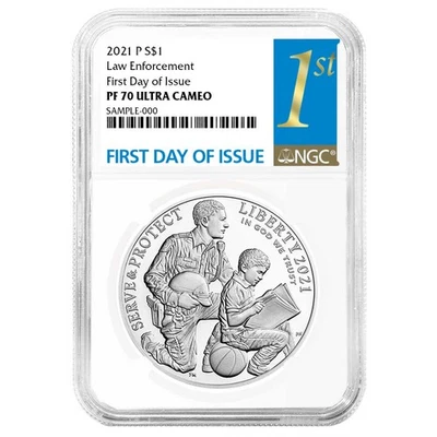 2021-P Proof $1 National Law Enforcement Silver Dollar NGC PF70UC FDI First - Image 1 of 3