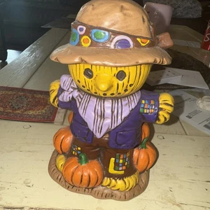 Vtg 1970's Ceramic Mold Handpainted Halloween Pumpkin Scarecrow Jack-O-Lantern - Picture 1 of 12