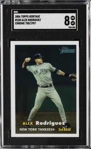 2006 TOPPS HERITAGE CHROME - 758/1957 #100 ALEX RODRIGUEZ SGC 8 - Picture 1 of 2