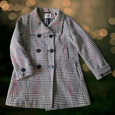 Vintage 90s Y2K White Black Bill Blass Houndstooth Tweed Peacoat Button Coat- XL - Image 1 of 4