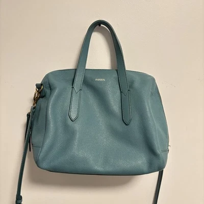 Bolso Fossil Mujer Talla Mediana Azul Cuero Cartera Bandolera Mango Superior Cartera Foto 1 de 4