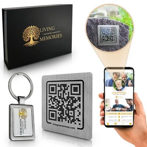 Custom Memorial Plaque with QR Code | Personalized Tribute Sign for Loved Ones - Picture 1 of 7