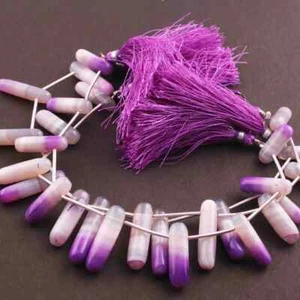 1 Long Strand Shaded Purple Chalcedony Smooth Briolettes -Fancy Shape Briolettes - Picture 1 of 3