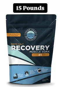 15lb Bath Salt Recovery Muscle Soak Epsom, Magnesium Post Workout (Citrus Mint) - Picture 1 of 2