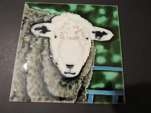 Benaya Keramik Kunst Fliese SCHAF 20cm 8" Untersetzer Wandrelief - Bild 1 von 4