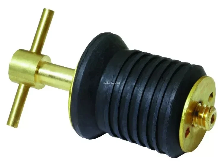 Attwood Brass T Handle Drain Plug w/o Chain 1 In Dia Clam Pk 7526A7 - Image 1 of 4