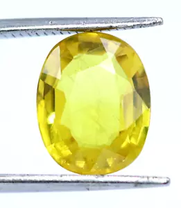 Zafiro amarillo natural suelto Tailandia ovalado 11x9 mm certificado 3,86 quilates piedra preciosa - Imagen 1 de 12